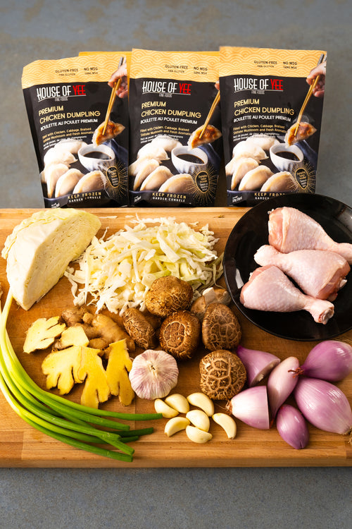 Braised Shiitake and Chicken Dumplings